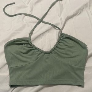 shein green halter crop top